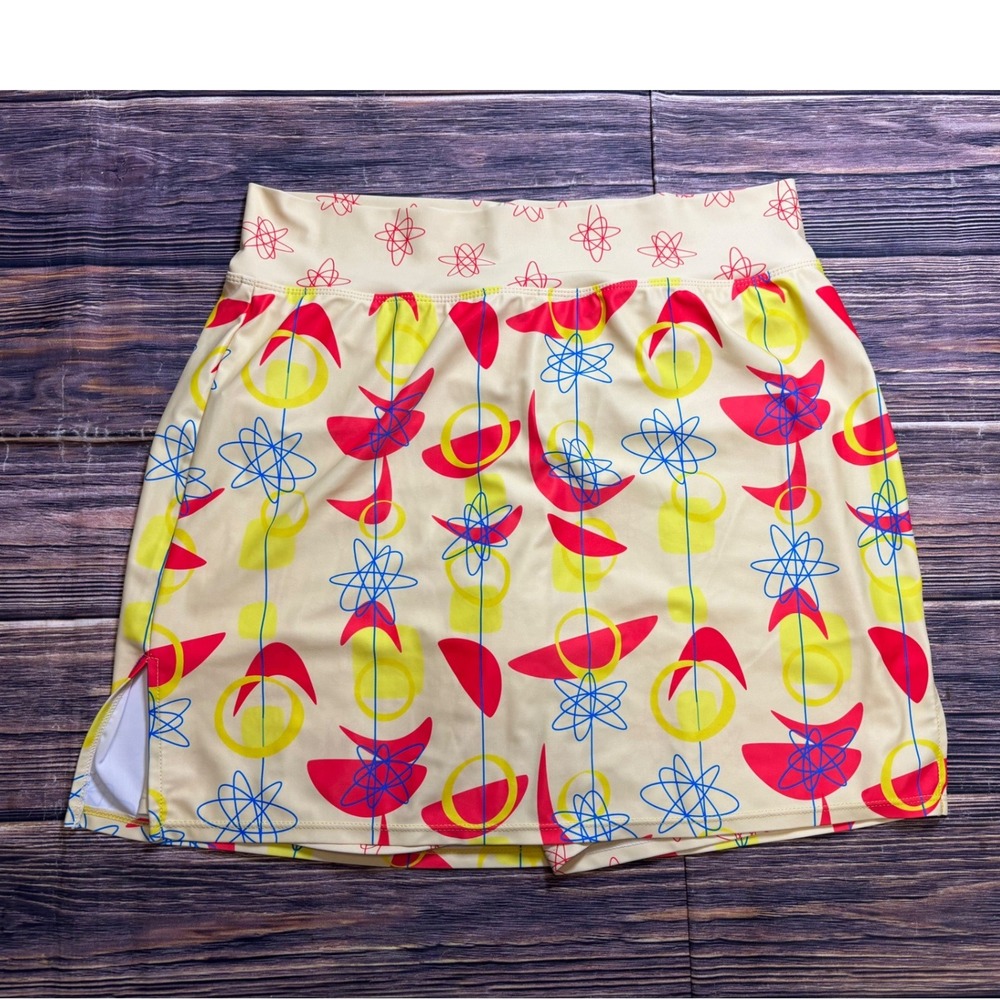SkortObsession Womens Large Atomic Retro Print Athletic Skort Pockets Stretch - Picture 2 of 14